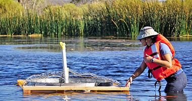 Natural-Resource-Sustainability-Thumbnail woman standing in water with floating measurement instrument